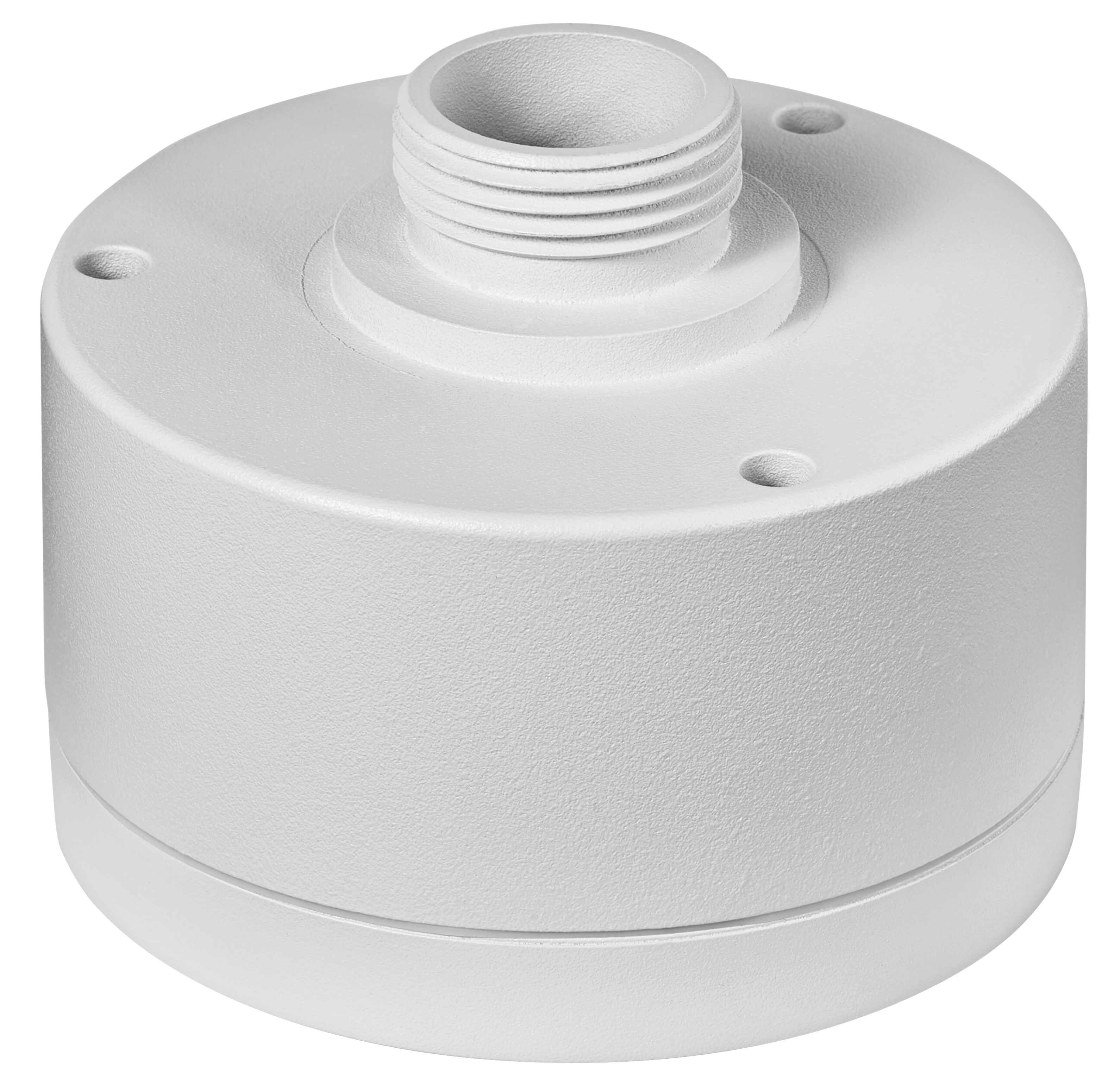 Runde Verteilerdose aus Metall mit glatter Oberfläche und mittigem Außengewinde auf der Oberseite