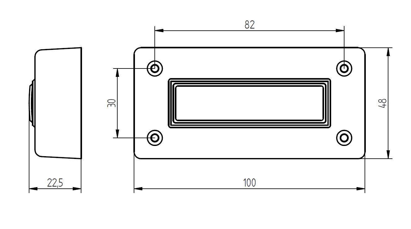 Etagenplatte in cremefarbenem Kunststoff mit rechteckigem Namensschild und zwei sichtbaren Befestigungsschrauben.