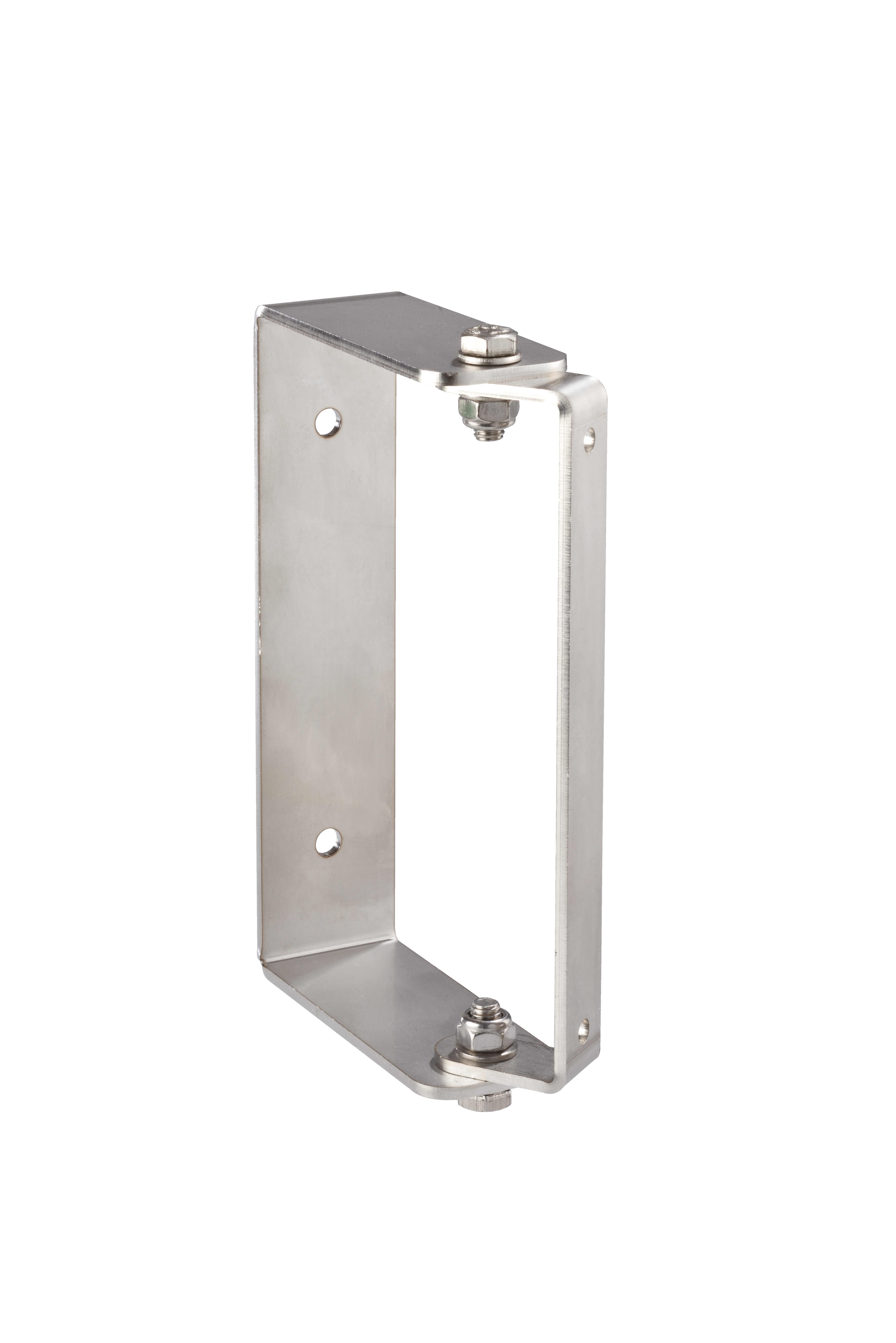 Edelstahl-Wandhalterung mit rechteckigem Rahmen, Bohrungen und Befestigungsschrauben für Ampelmodule