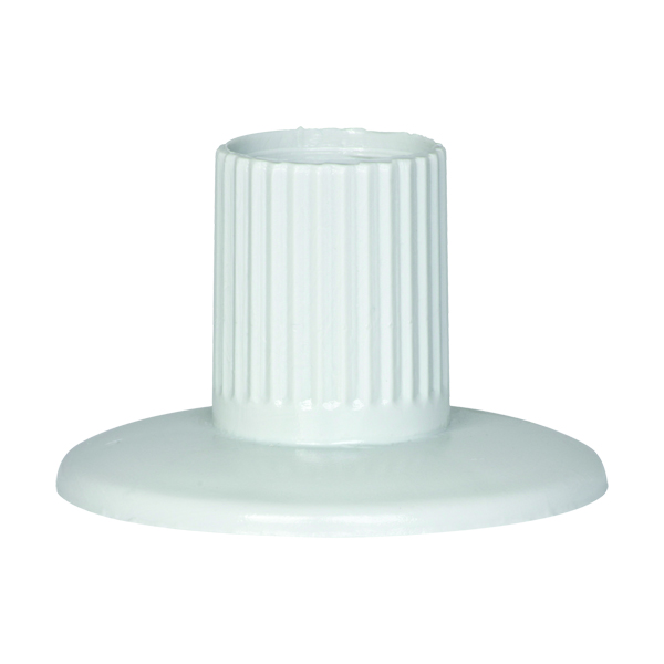 Adaptersockel aus weißem Kunststoff mit geriffeltem Zylinder und runder, flacher Basis