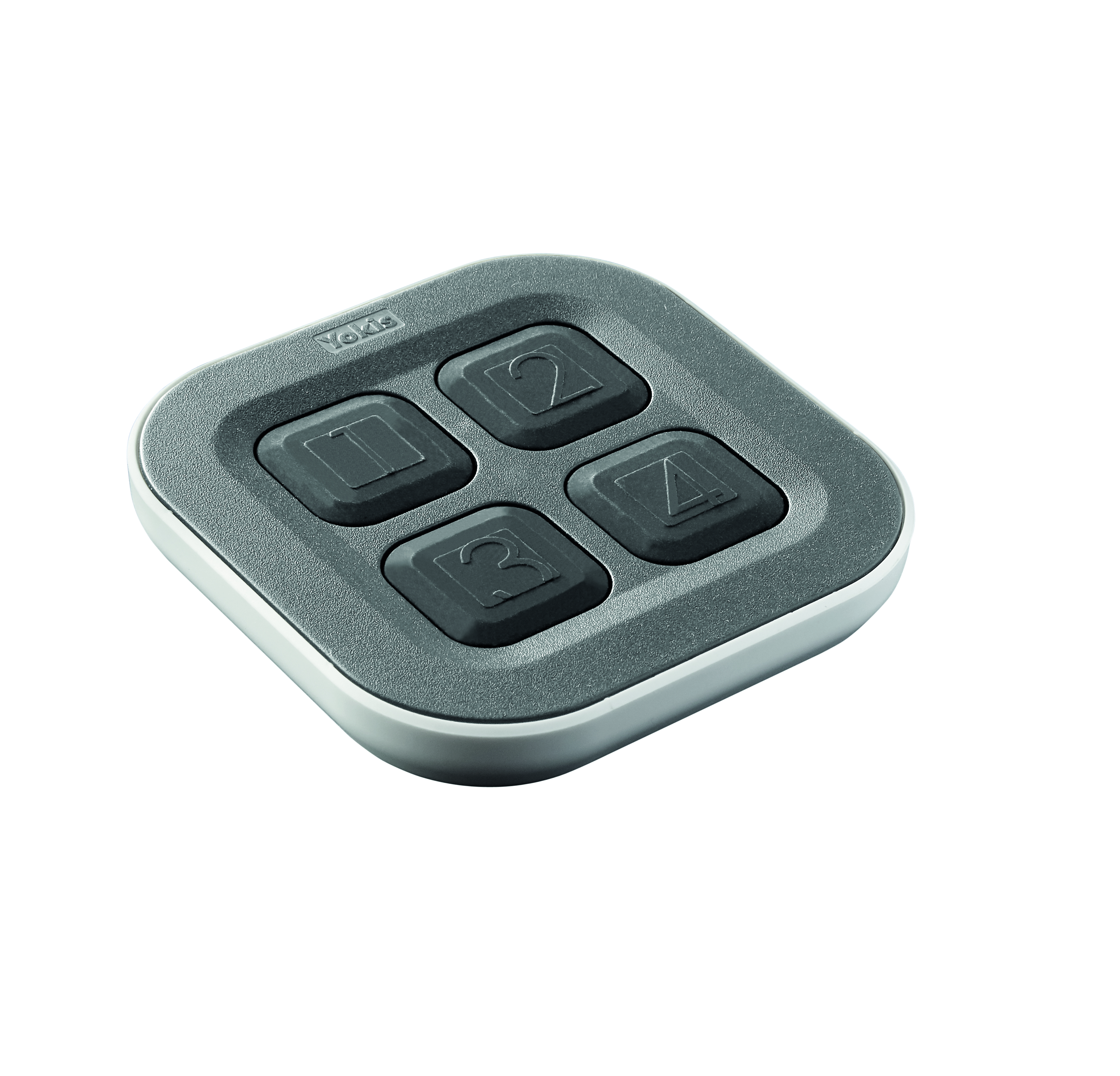 Funkfernbedienung mit vier Tasten – kompaktes Design für die komfortable Steuerung von bis zu vier Funktionen.