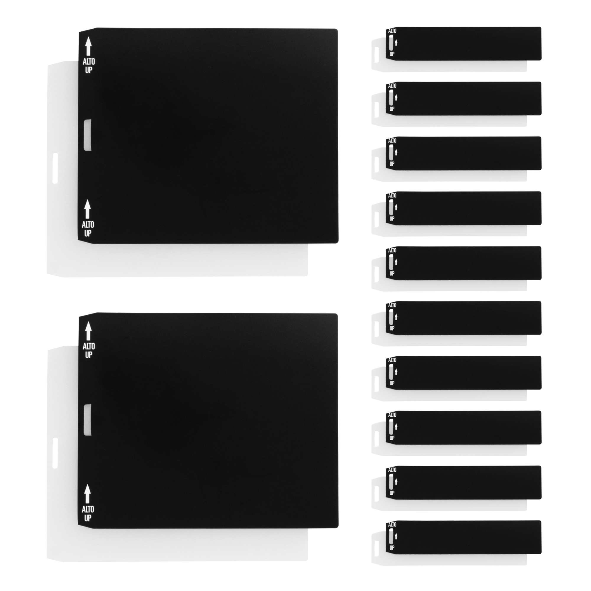 Schwarze Namensschilder und Hausnummer-Abdeckungen für die Serie ALPHA
