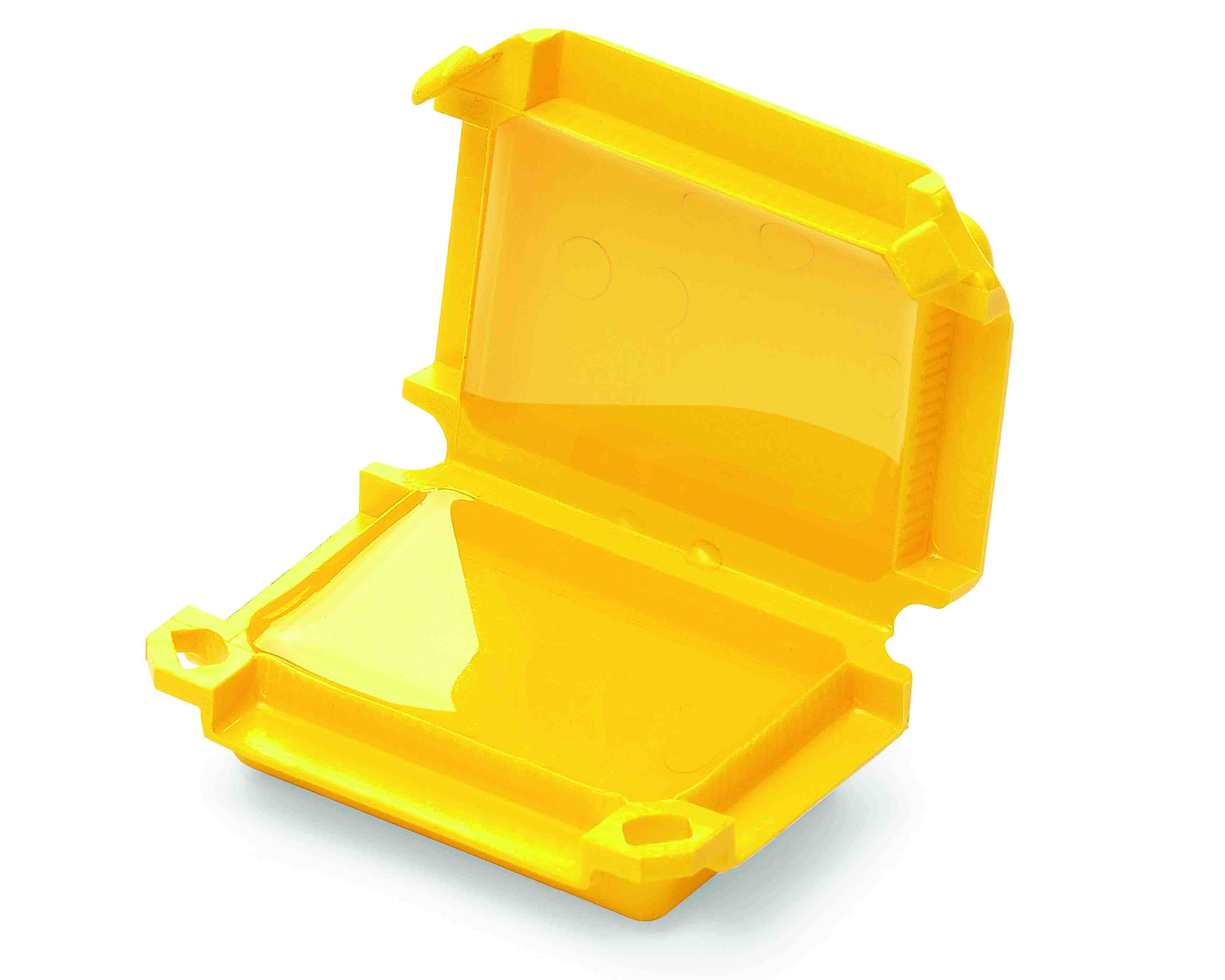 Gelbe Mikro-Verbindungsmuffe, mit Gel gefüllt, halb geöffnet