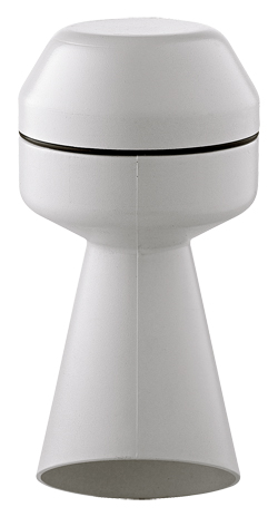 Weiße Hupe mit rundem Kopf und trichterförmigem Sockel, frontal dargestellt