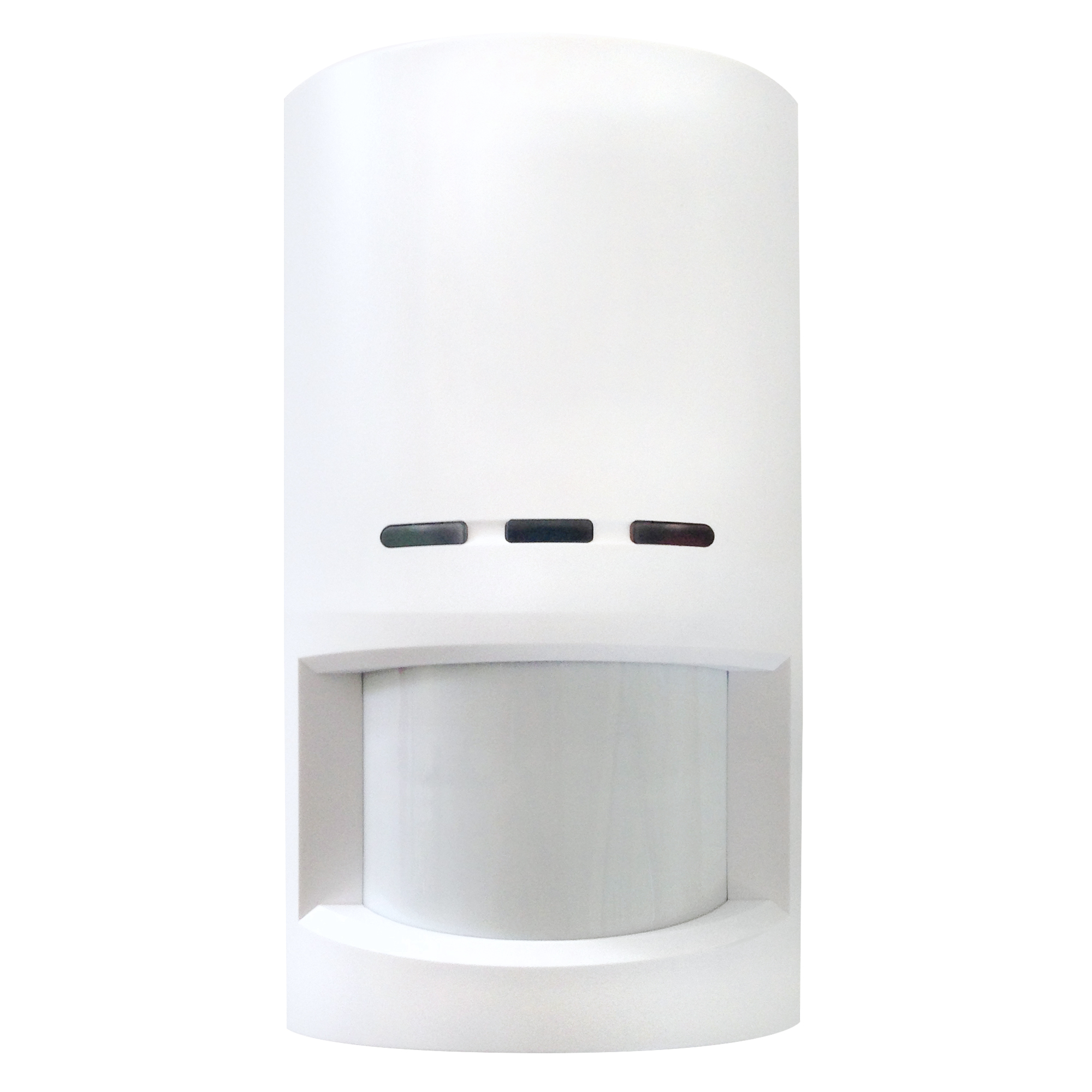 Weißer Dual PIR-Bewegungsmelder mit rechteckigem Sensorfenster und LED-Anzeige