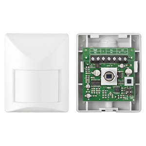 offener weißer Bewegungsmelder mit sicht auf Platine und Sensor