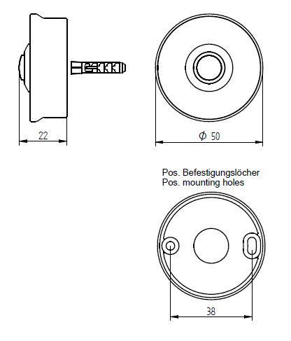 Runde Klingelplatte in Messingoptik mit mittigem goldfarbenem Drucktaster, schwarzer Rahmen, glänzende Frontansicht.
