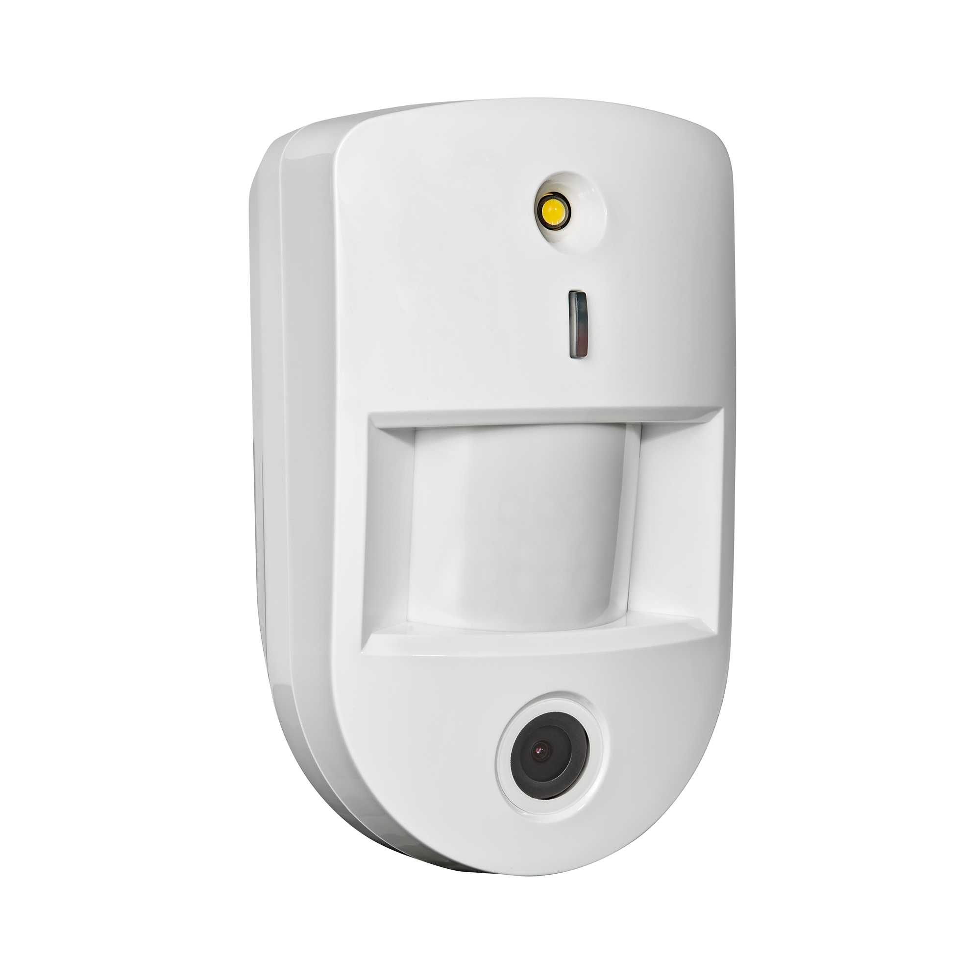 Weißer Bewegungsmelder mit integrierter Kamera, PIR-Sensor, LED-Anzeige und Blitzlicht