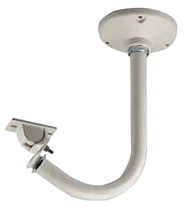 Gebogene Deckenhalterung mit verstellbarem Kameraträger für Einbaukameras.