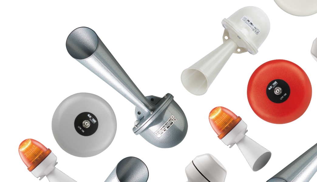 Muster aus Großläutewerken in Grau, Weiß und Rot, Großhupen und Kombihupen