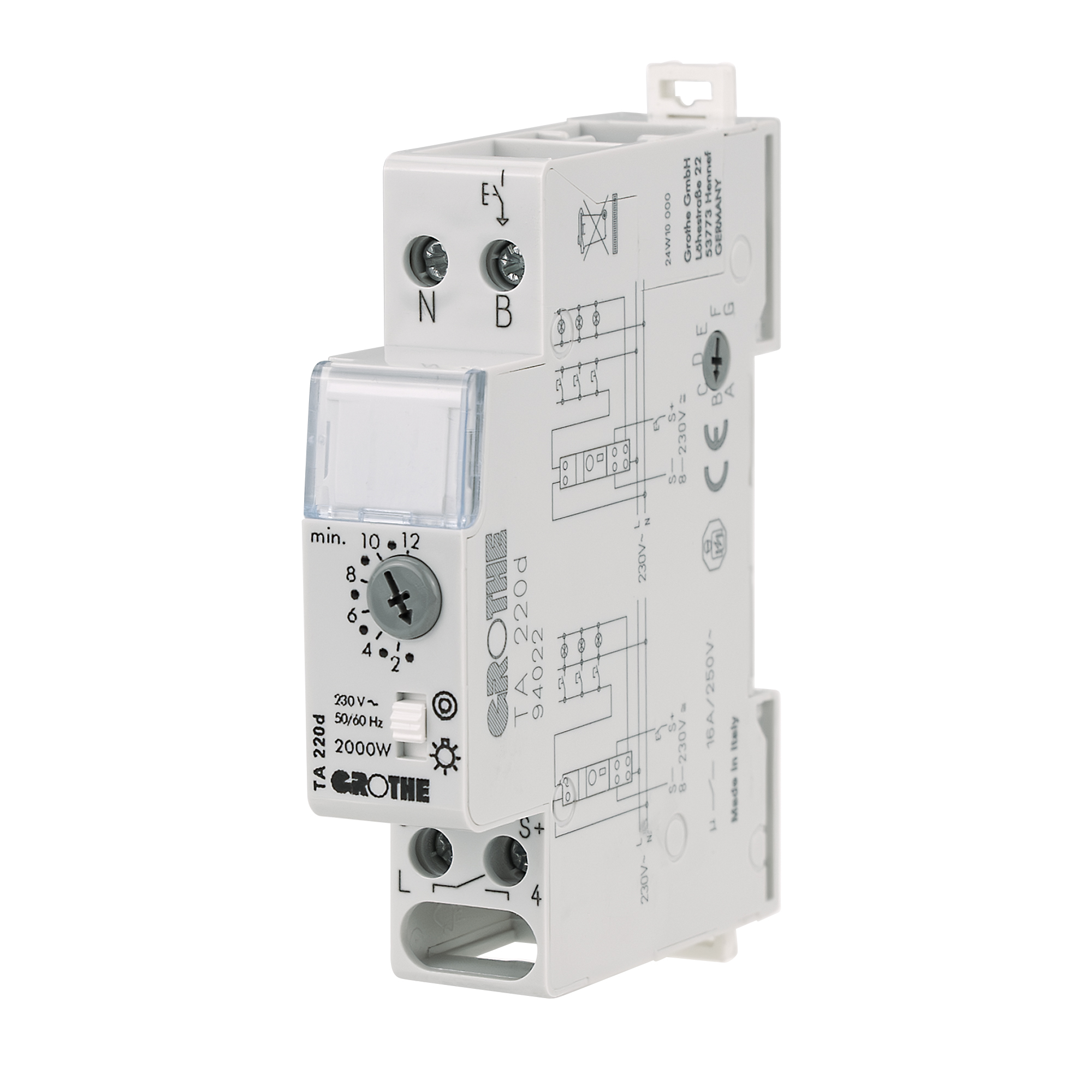 Weißer Treppenlicht-Zeitschalter, flach quaderförmig