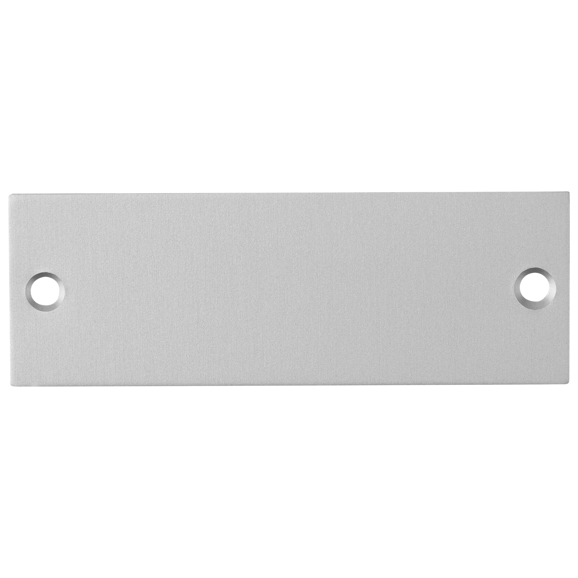 Silberfarbenes, rechteckiges Gravierschild mit zwei kleinen Schaublöchern rechts und links