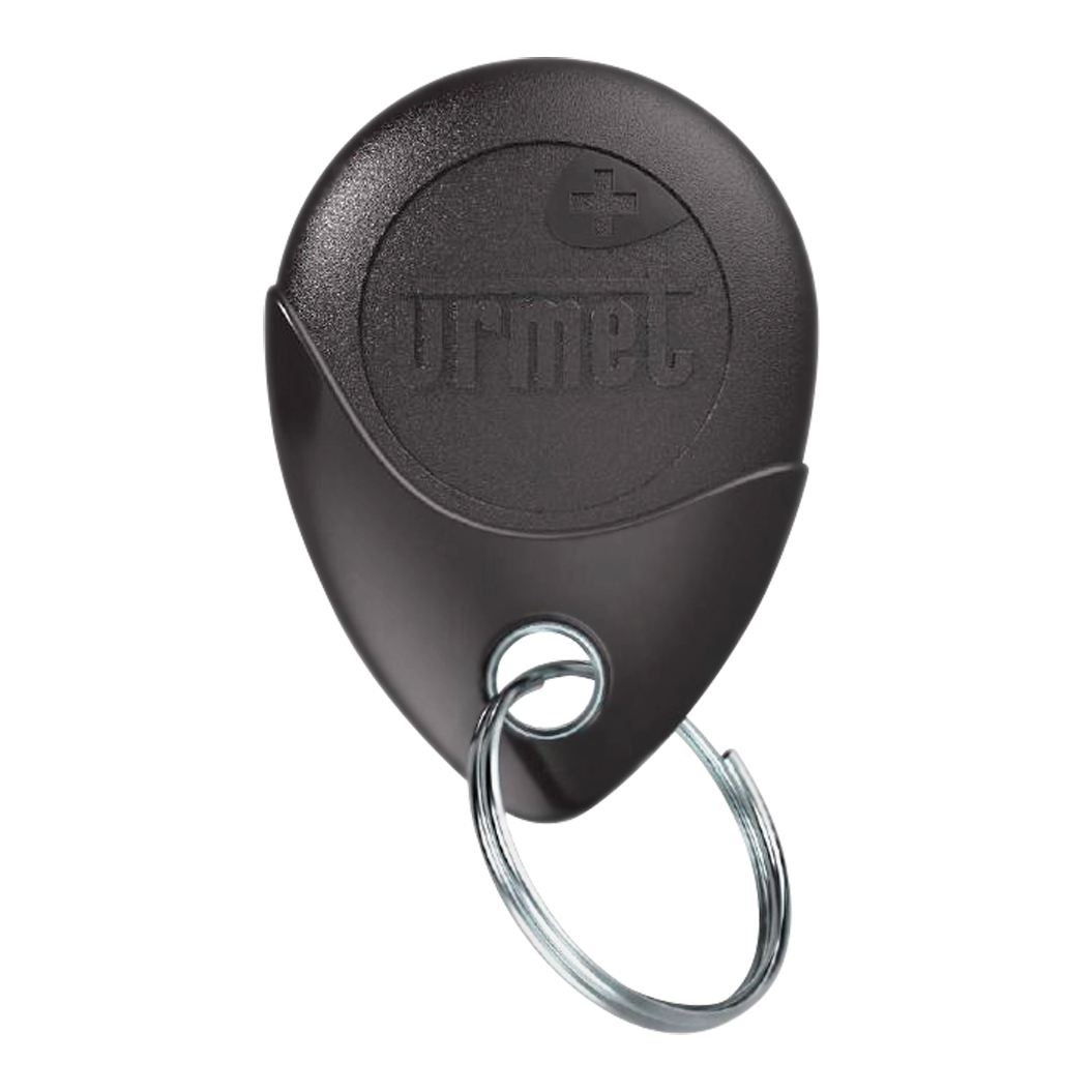 Schwarzer, flacher, ovaler Näherungsschlüssel mit Loch und einem Schlüsselanhänger-Ring