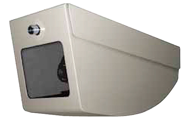 Kompaktes Kameragehäuse mit Sichtscheibe und Befestigungsöffnung.