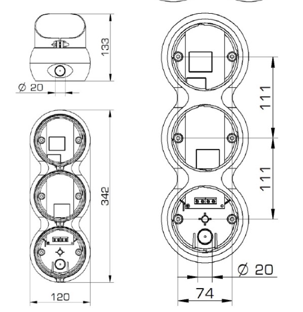 Ampelmodul 3LE inkl. Warnleuchten LED AMP 8969