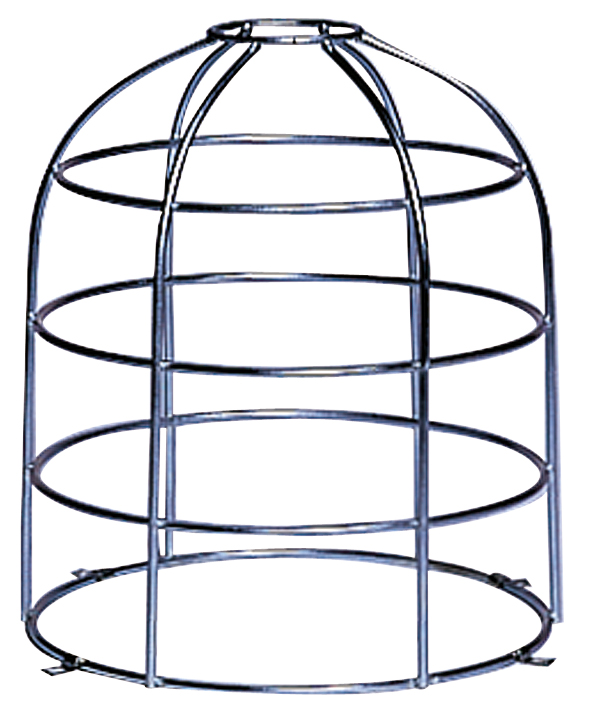 Schutzkorb aus Metallstäben zur Absicherung von Drehspiegelleuchten, zylindrisch gewölbt