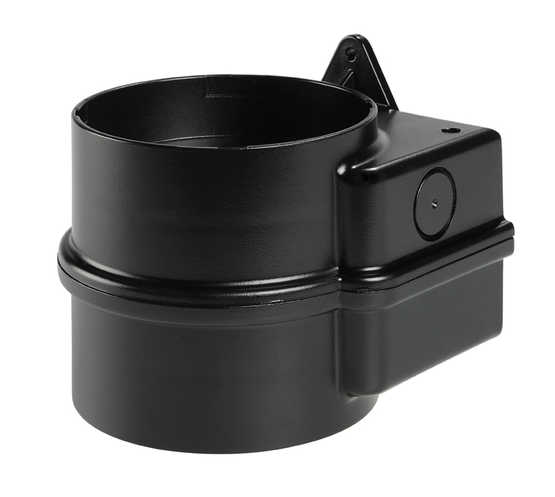 Schwarzes Basis-Doppelmodul mit rundem Gehäuse und integrierter Kabelführung zur Montage von Signalgeräten.