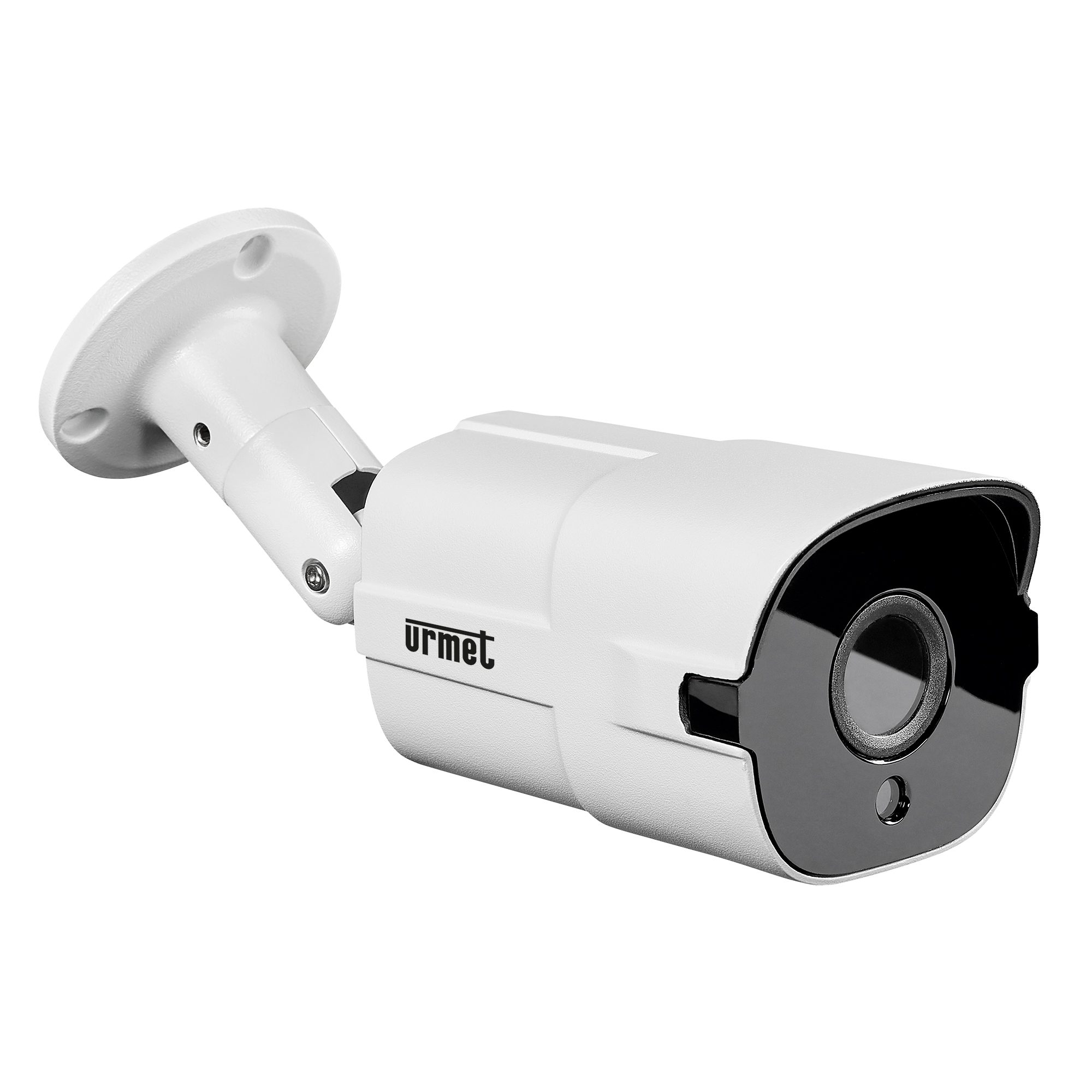Bullet-Kamera mit Wandhalterung, wetterfestes Gehäuse, Sicht auf Objektiv und IR-LED