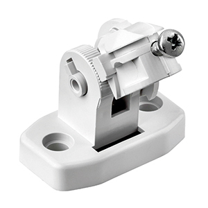 Weißer Gelenkhalter mit Neigungswinkel und verschraubung, ansicht links