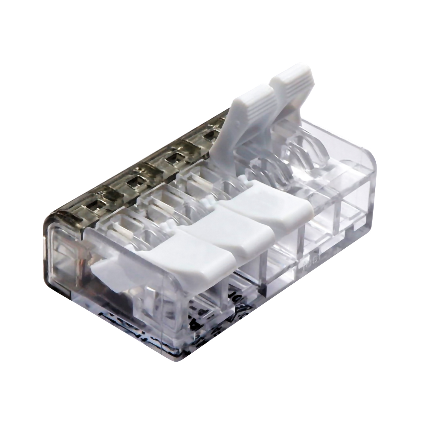 Hebelklemme für 5 Einzeladern,  transparente Box