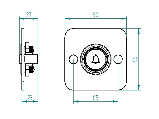 Funksender Aufputz Acryl Schwarz Blende quadratisch MISTRAL SE07 Q AP SW