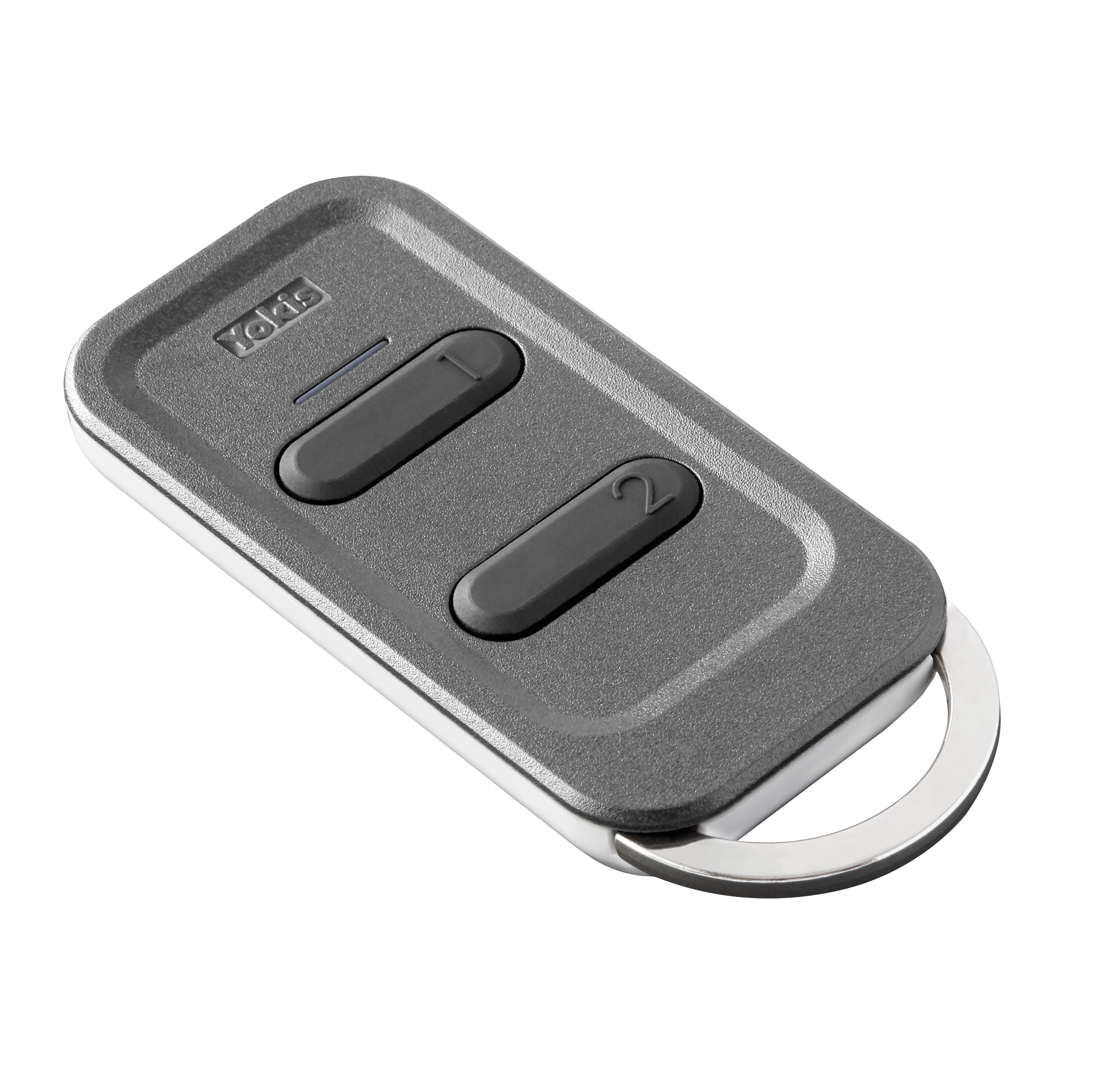 Funkfernbedienung mit zwei Tasten im kompakten Format – ideal für die einfache Steuerung von bis zu zwei Funktionen.