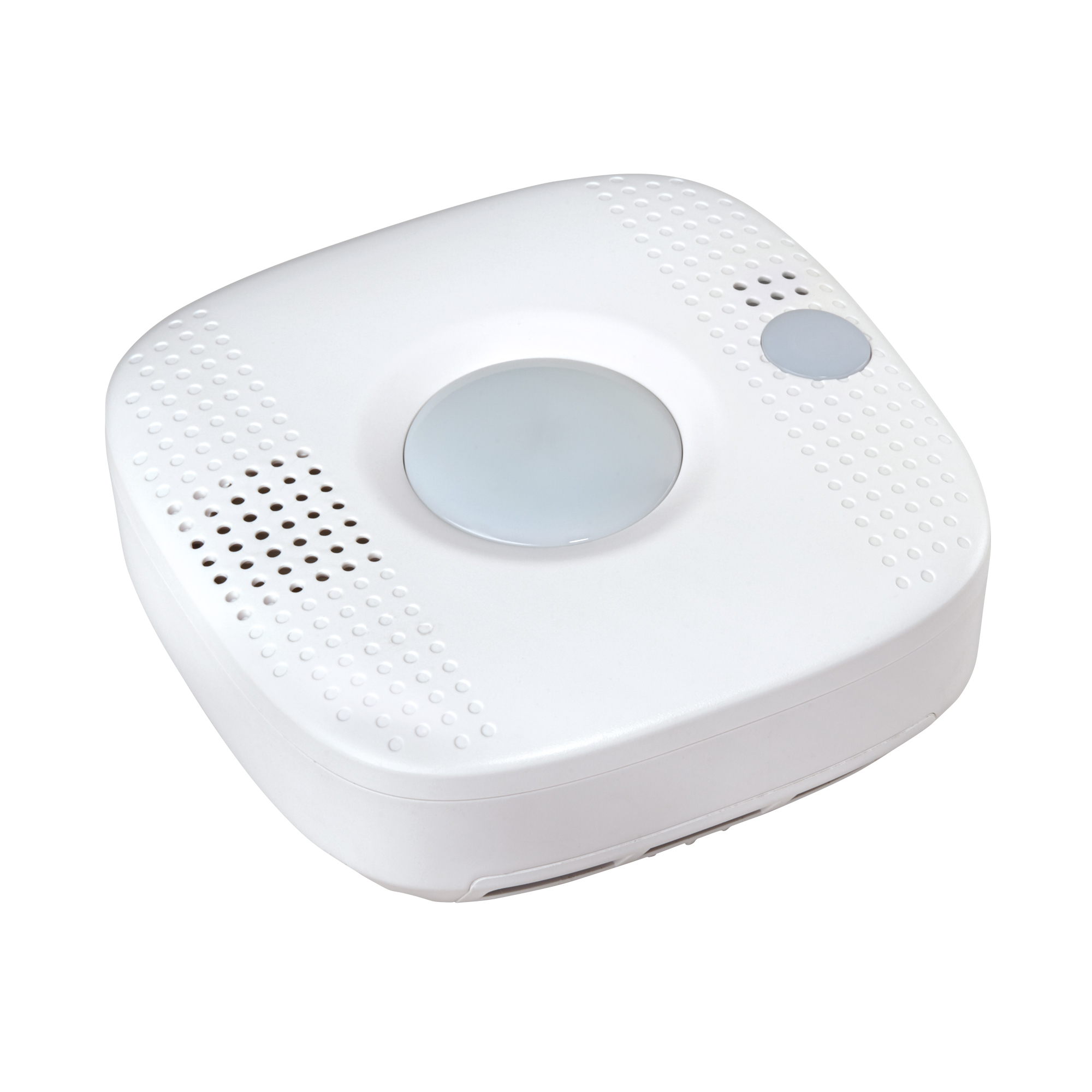 Weißer Rauch- und Temperaturmelder, quadratisch mit abgerundeten Ecken